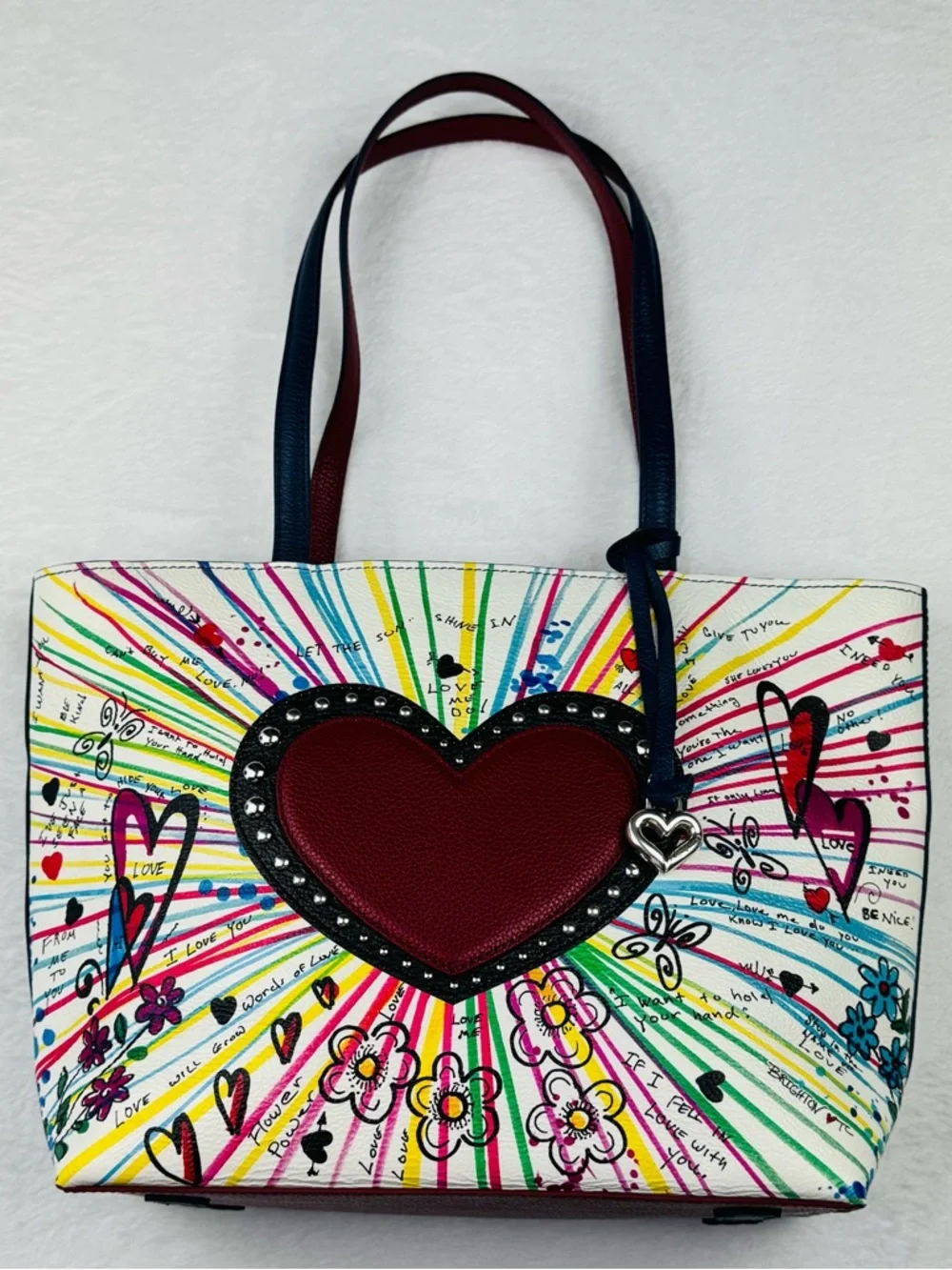 Brighton The Art of Love Tote, featuring a vibrant hand-drawn artwork.